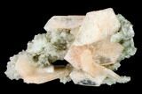 Peach Stilbite Crystal Cluster on Quartz - India #153185-1